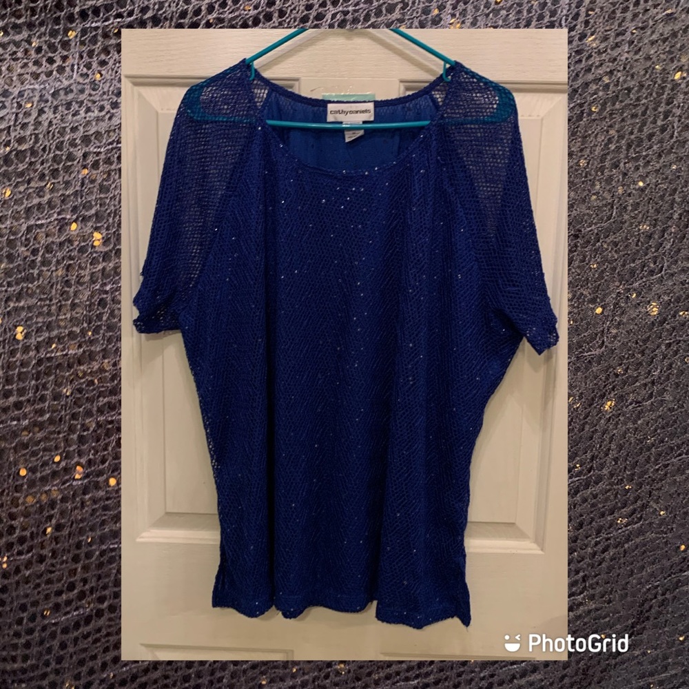 cathy daniels blue net and sparkle top 3x